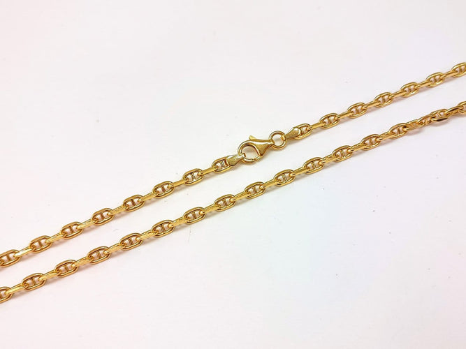 Colar Corrente Elo forçat marinho 50 cm em ouro amarelo 58 Facettes Ch.marin-2043