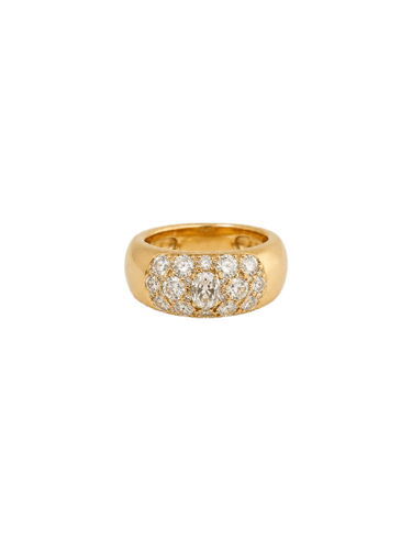 Ring 51 Slavenring in 18K geelgoud en diamanten in oude slijpvorm 58 Facettes LP1900/IUNB