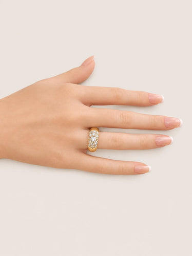 Ring 51 Slavenring in 18K geelgoud en diamanten in oude slijpvorm 58 Facettes LP1900/IUNB
