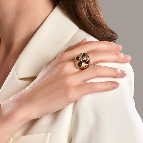 Bague 52 Bvlgari - Bague vintage en or jaune, or blanc et pierres de couleur 58 Facettes 279
