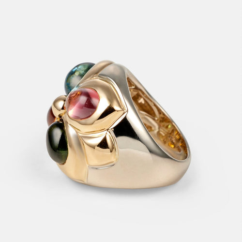 Bague 52 Bvlgari - Bague vintage en or jaune, or blanc et pierres de couleur 58 Facettes 279