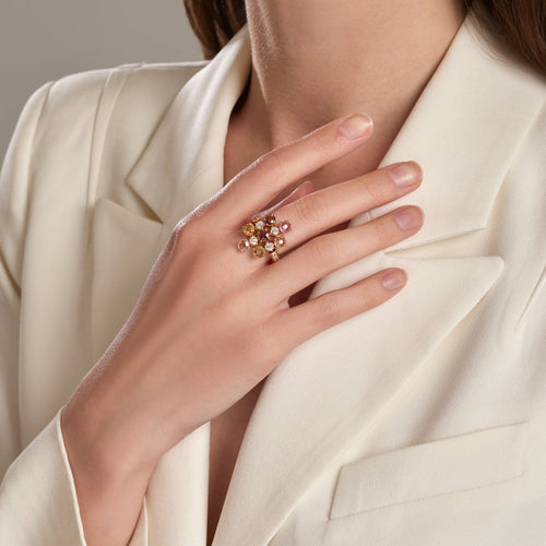 Пръстен 50 BVLGARI Allegra - Пръстен от жълто злато, диаманти и сапфири 58 Facettes 282