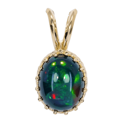 Pendentif Pendentif en or jaune 14 ct avec opale noire naturelle 58 Facettes P004