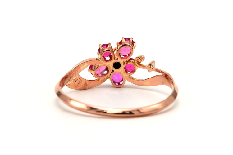 Bague 60 Bague Art Nouveau en or jaune, saphirs roses et perles 58 Facettes B868