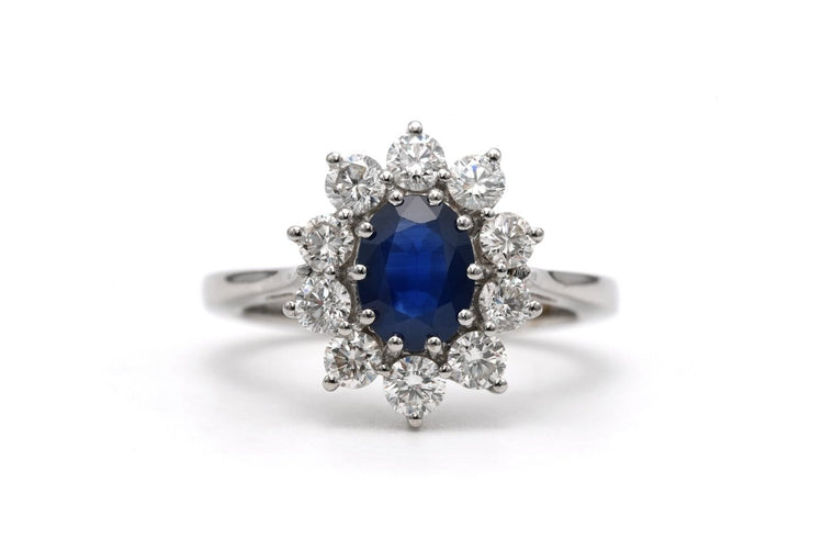 Bague 55 Bague contemporaine en or blanc, saphir et diamants 58 Facettes 23713