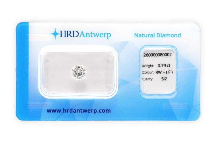 Diamant HRD - Pierre taille brillant 0,79 ct F SI2 58 Facettes FS12