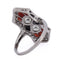 Bague 54 Art déco - Bague en platine, diamants, onyx et corail 58 Facettes AN613 P22 (05519)