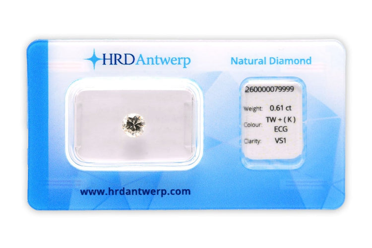 Diamant naturel - Pierre taille brillant 0,61 ct K VS1 58 Facettes KVS1
