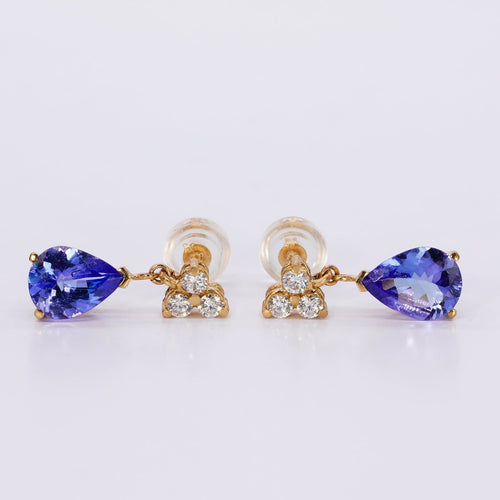 Boucles d'oreilles Boucles d'oreilles en or jaune, tanzanites et diamants 58 Facettes E011