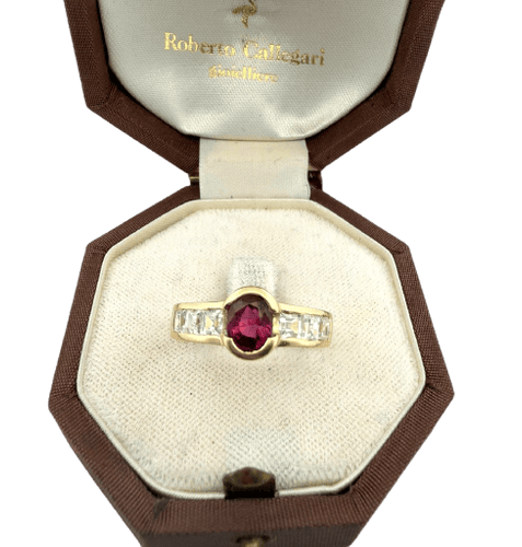 Bague 54 Bague en or jaune avec diamants et rubis 58 Facettes 364/26 D