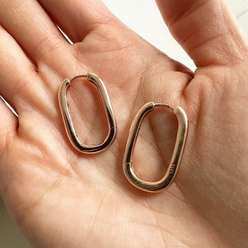 Boucles d'oreilles Jullie - Grandes boucles d'oreilles ovales 58 Facettes SER1016RG