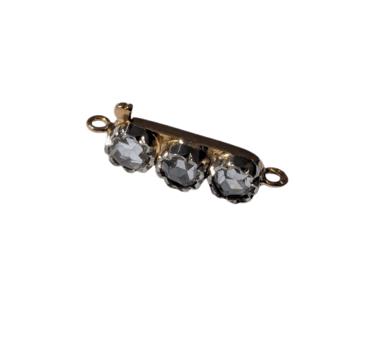 Collier Fermoir ancien - Barrette en or jaune et blanc 18k et diamants 58 Facettes Fermoir