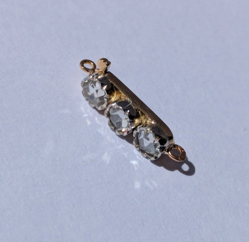 Collier Fermoir ancien - Barrette en or jaune et blanc 18k et diamants 58 Facettes Fermoir