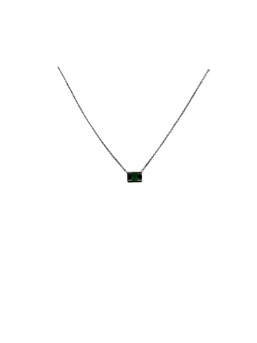 Collier Collier en or blanc, diamant et émeraude 58 Facettes Collier