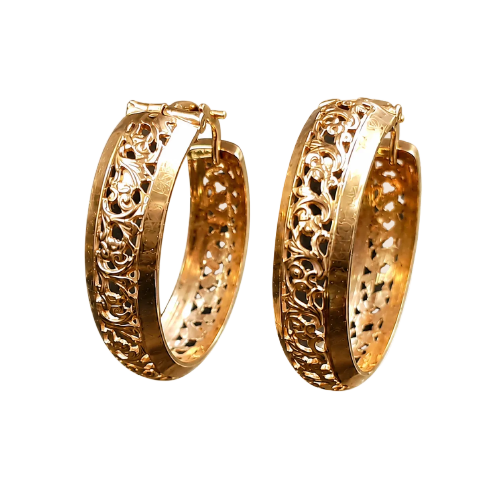 Brincos de argola vazados em ouro amarelo 