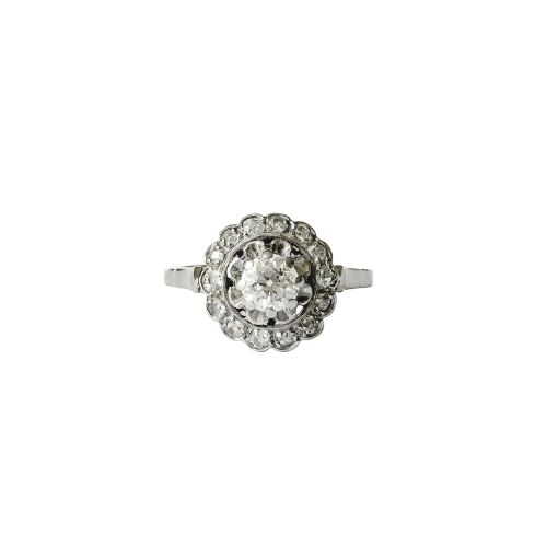 Ring Daisy Art Deco in platinum, white gold and diamonds 
