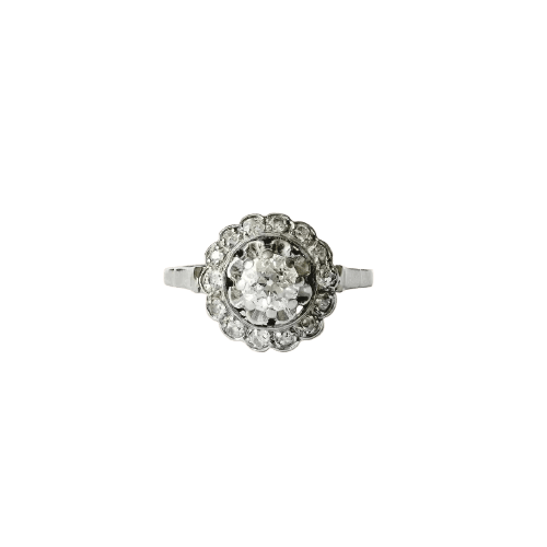 Bague Bague marguerite Art déco en platine, or gris et diamants 58 Facettes