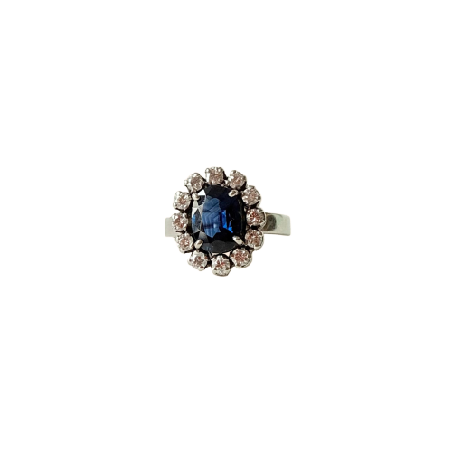 Ring Daisy circa 1960 in white gold, sapphire and diamonds 