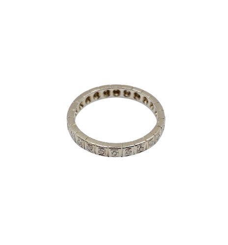 Wedding band American Art Deco in 18k white gold and diamonds 