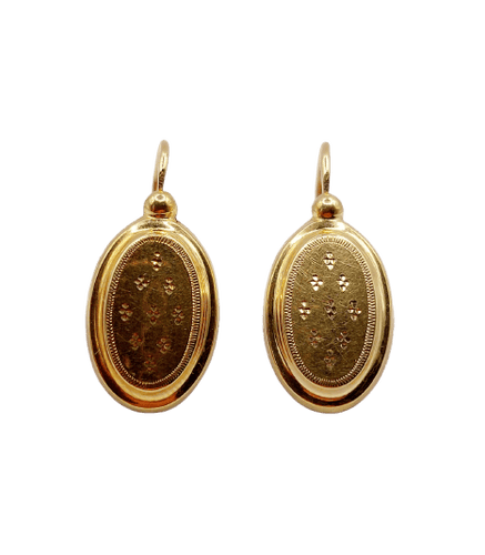 Boucles d'oreilles Dormeuses poissardes victoriennes en or rose 18k 58 Facettes A07228