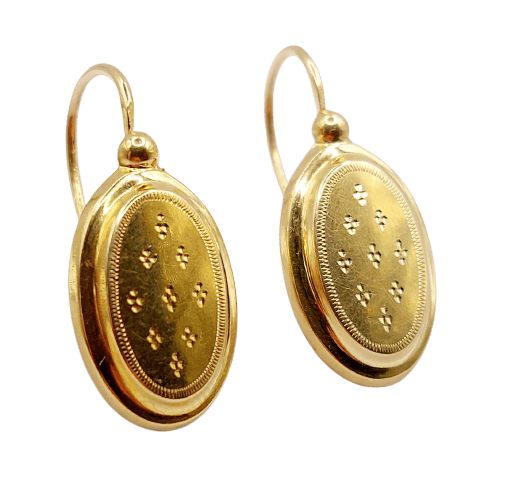 Boucles d'oreilles Dormeuses poissardes victoriennes en or rose 18k 58 Facettes A07228