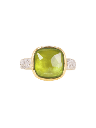 Bague 54 Pomellato Shéhérazade - Bague en or jaune et blanc, péridot et diamants 58 Facettes 1274.3