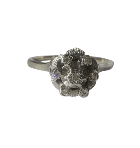 Bague 57 Bague marguerite en or blanc et diamants 58 Facettes Bague