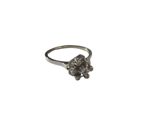 Bague 57 Bague marguerite en or blanc et diamants 58 Facettes Bague