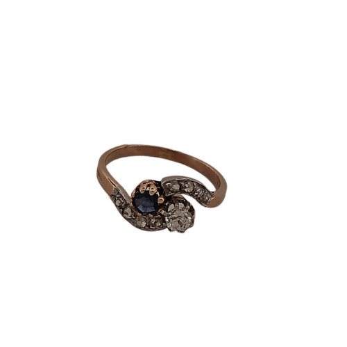 Bague toi et moi en or jaune, saphir et diamants 58 Facettes 2584672