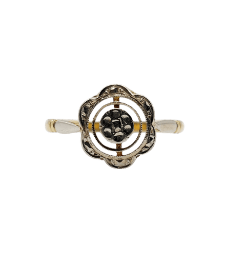 Bague Art déco fleur ciselée en or 18k 58 Facettes A07237