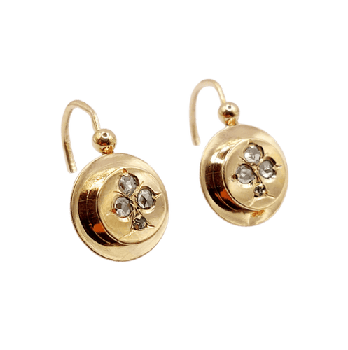 Boucles d'oreilles Dormeuses victoriennes - Boucles d'oreilles en or rose et diamants 58 Facettes A07239
