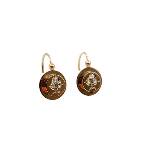 Boucles d'oreilles Dormeuses victoriennes - Boucles d'oreilles en or rose et diamants 58 Facettes A07239
