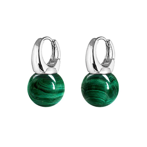 Boucles d'oreilles Jullie - Boucles d'oreilles boules en malachite verte 58 Facettes GER1014RD