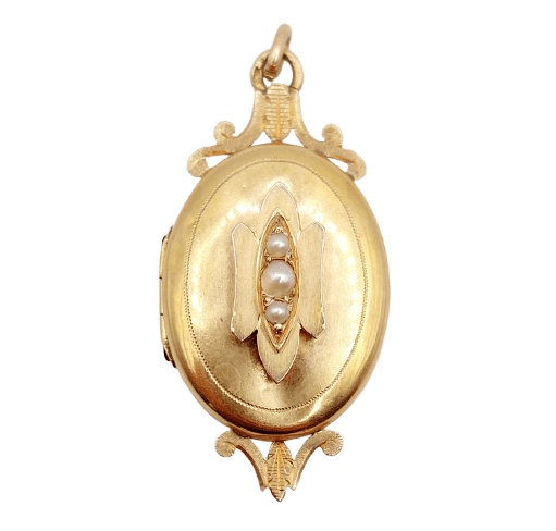 Pendentif Pendentif porte-photo reliquaire en or rose 18k et perles 58 Facettes A07243