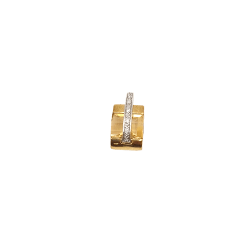 Pendentif Pendentif en or jaune et blanc 18 carats, diamants et pierre jaune 58 Facettes #BT