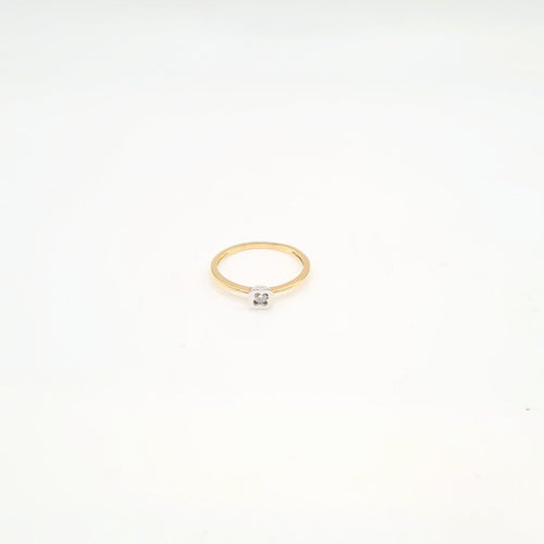 Bague 53 Bague en or jaune et blanc 18 carats et diamants 58 Facettes #BT