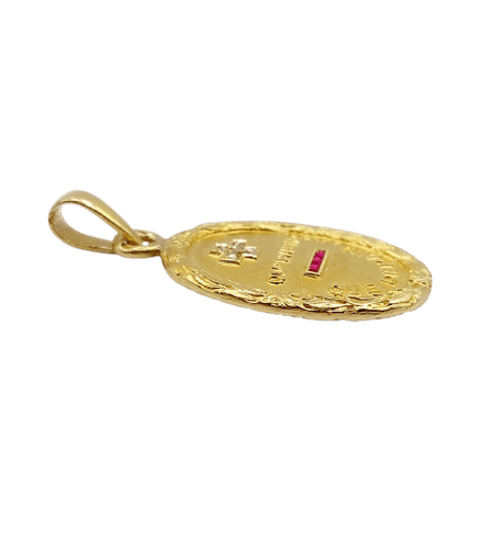 Pendentif Augis - Pendentif médaille d'amour en or 18k, diamant et rubis 58 Facettes A07267