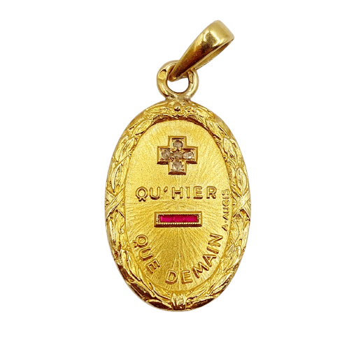Pendentif Augis - Pendentif médaille d'amour en or 18k, diamant et rubis 58 Facettes A07267