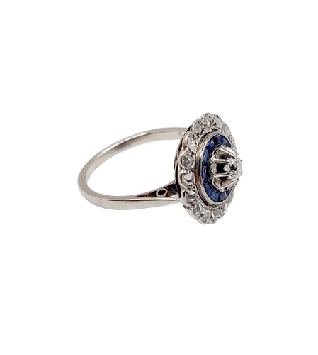 Bague 49.5 Bague Art déco en or blanc, diamants et saphirs 58 Facettes A07254