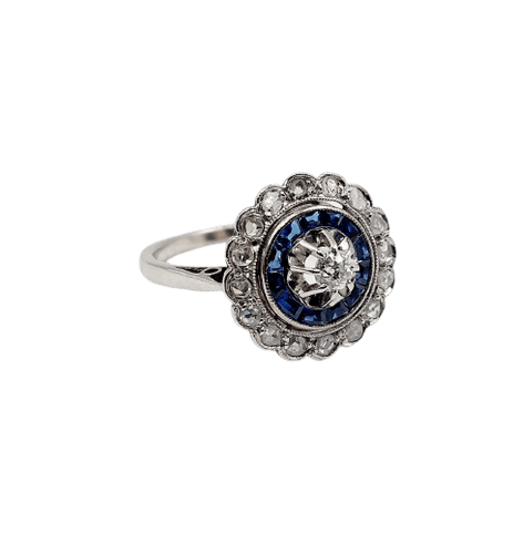 Bague 49.5 Bague Art déco en or blanc, diamants et saphirs 58 Facettes A07254