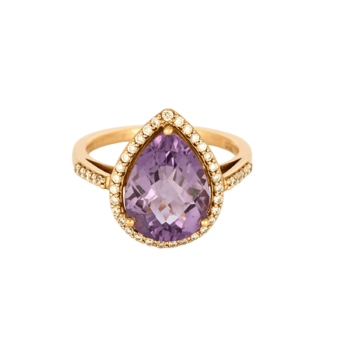 Bague 52 Bague en or rose, améthyste poire et diamants 58 Facettes P50L8