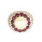 Bague 51 Bague cocktail en or blanc, diamants, rubis et perle bouton 58 Facettes BGperlerub&dts