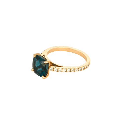 Bague 50 Bague solitaire en or rose, topaze London et diamants 58 Facettes P99L18