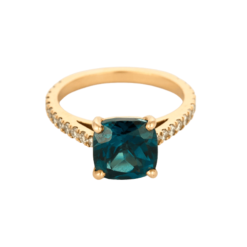 Bague 50 Bague solitaire en or rose, topaze London et diamants 58 Facettes P99L18