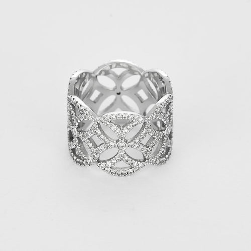 Bague 50 Bague dentelle en or blanc et diamants 58 Facettes P57L10