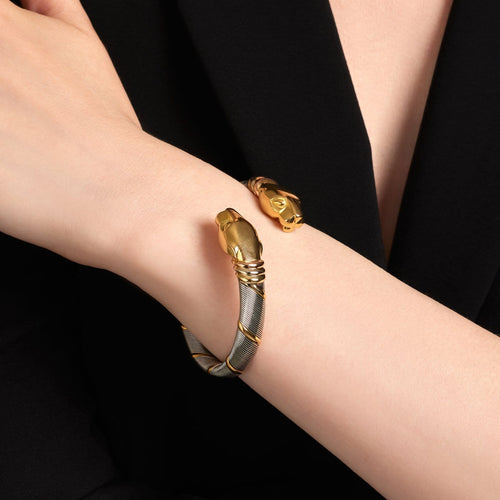 Bracelet Cartier Panthère - Bracelet en or jaune 18k et acier 58 Facettes 289