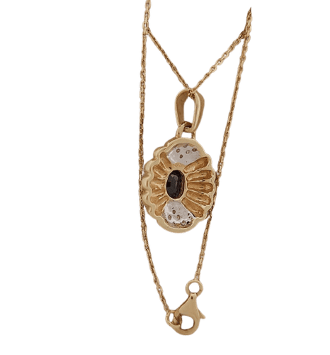 Collier Pendentif et chaîne en or jaune avec saphir et diamants 58 Facettes 2584390 - 2153851