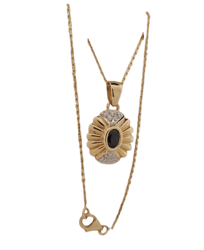 Collier Pendentif et chaîne en or jaune avec saphir et diamants 58 Facettes 2584390 - 2153851