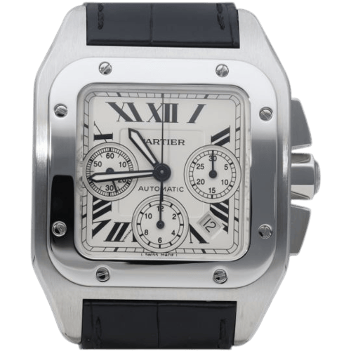 Montre Cartier Santos 100 XL - Montre chronographe en acier 58 Facettes MT46731