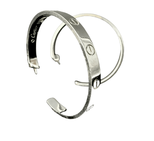 Boucles d'oreilles Cartier Love - Boucles d'oreilles créoles en or blanc 58 Facettes Boucles 01